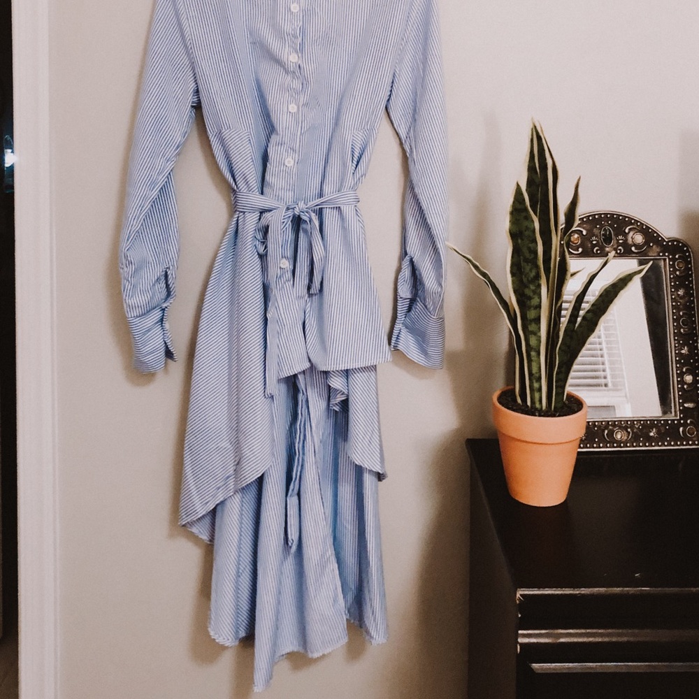 Blue and white stripped tunic